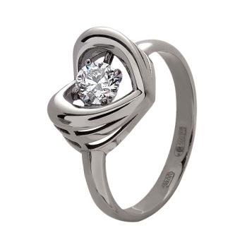 Кольцо, артикул 1.26.2995, &nbsp;Палладий 500&deg; с выращенным бриллиантом